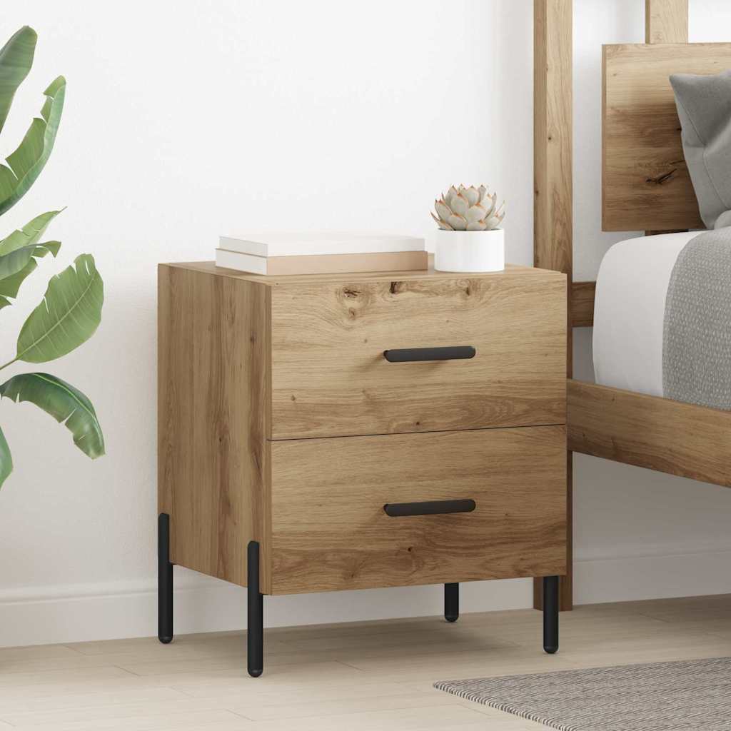 Cabinet de chevet avec tiroir chêne artisanal 40 x 35 x 47.5 cm - XIOS