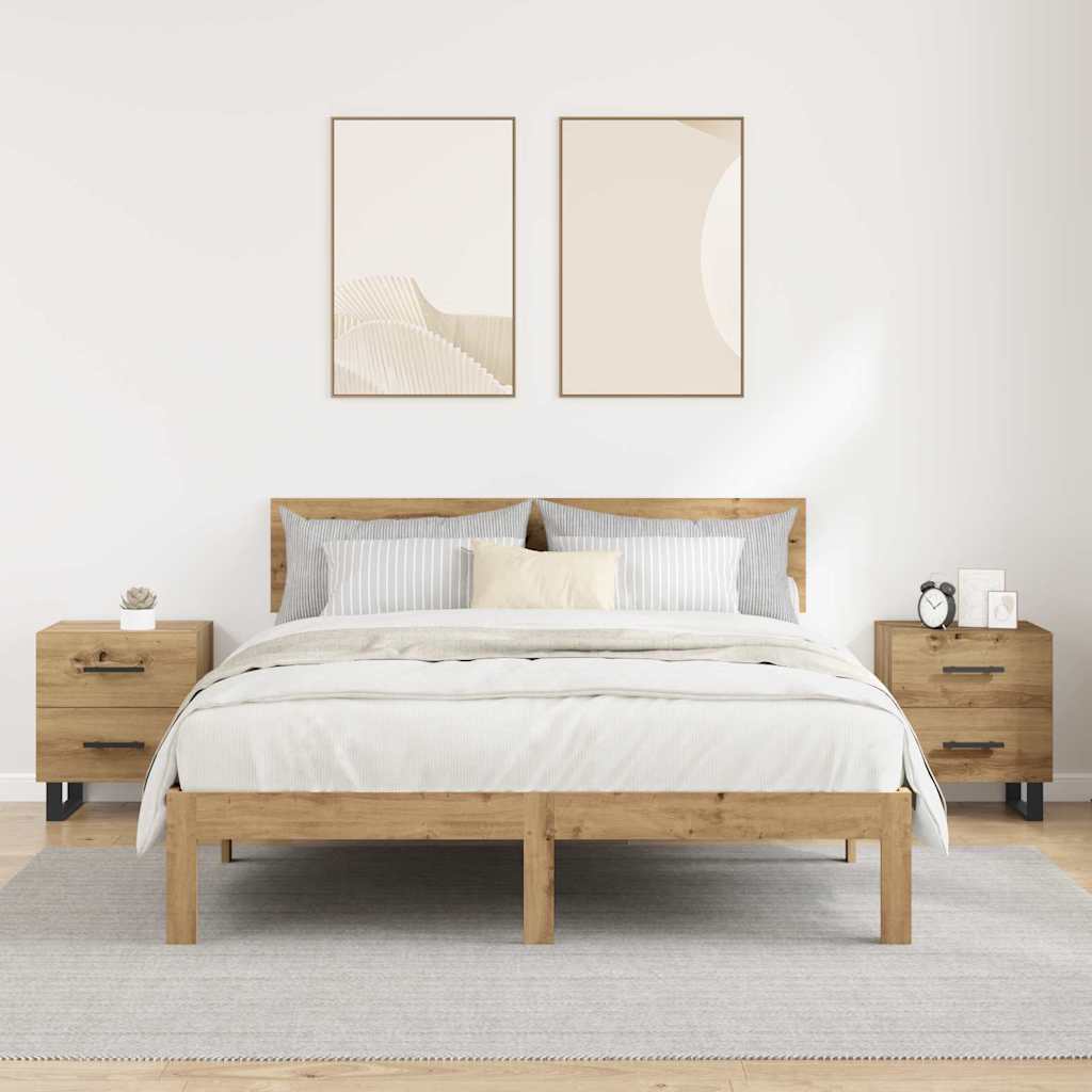 Armoires de chevet 2 pcs chêne artisanal 40 x 35 x 47.5 cm - XIOS