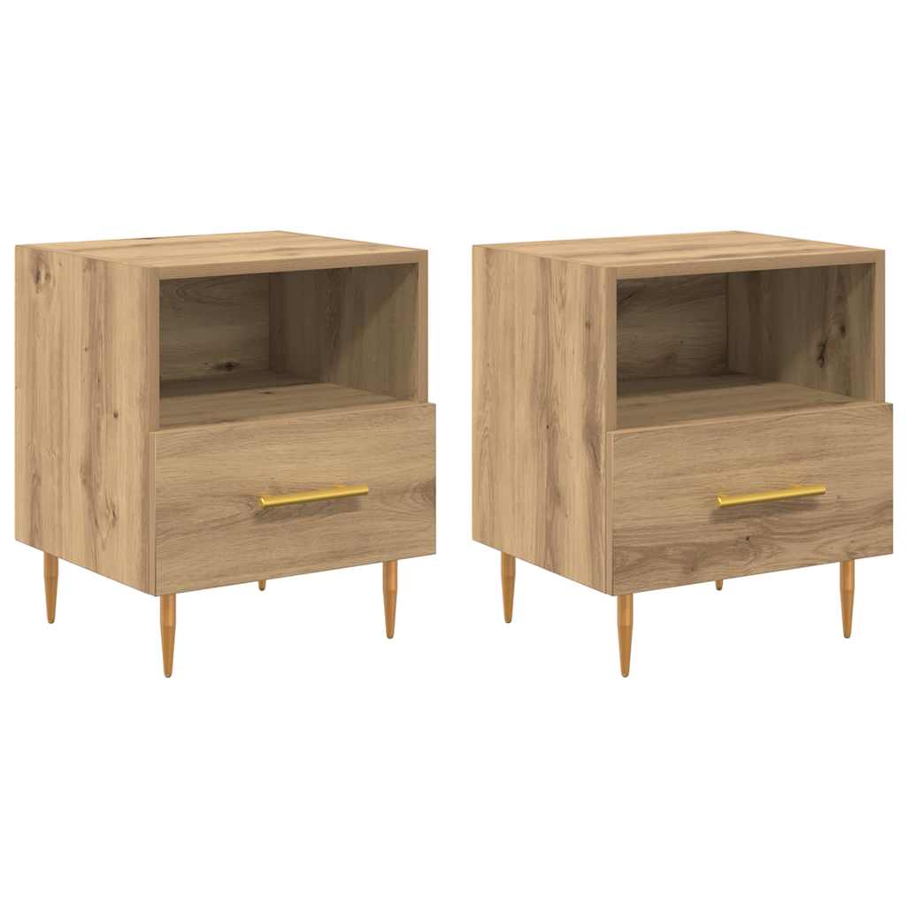 Table de chevet avec tiroir 2 pcs Marron 40 x 35 x 47.5 cm - XIOS