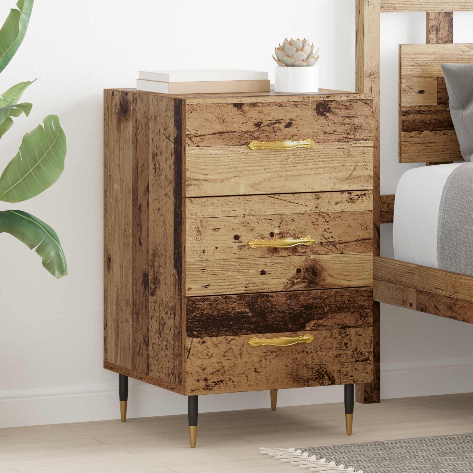 Cabinet de chevet Bois ancien 40 x 40 x 66 cm Bois d'ingénierie - XIOS