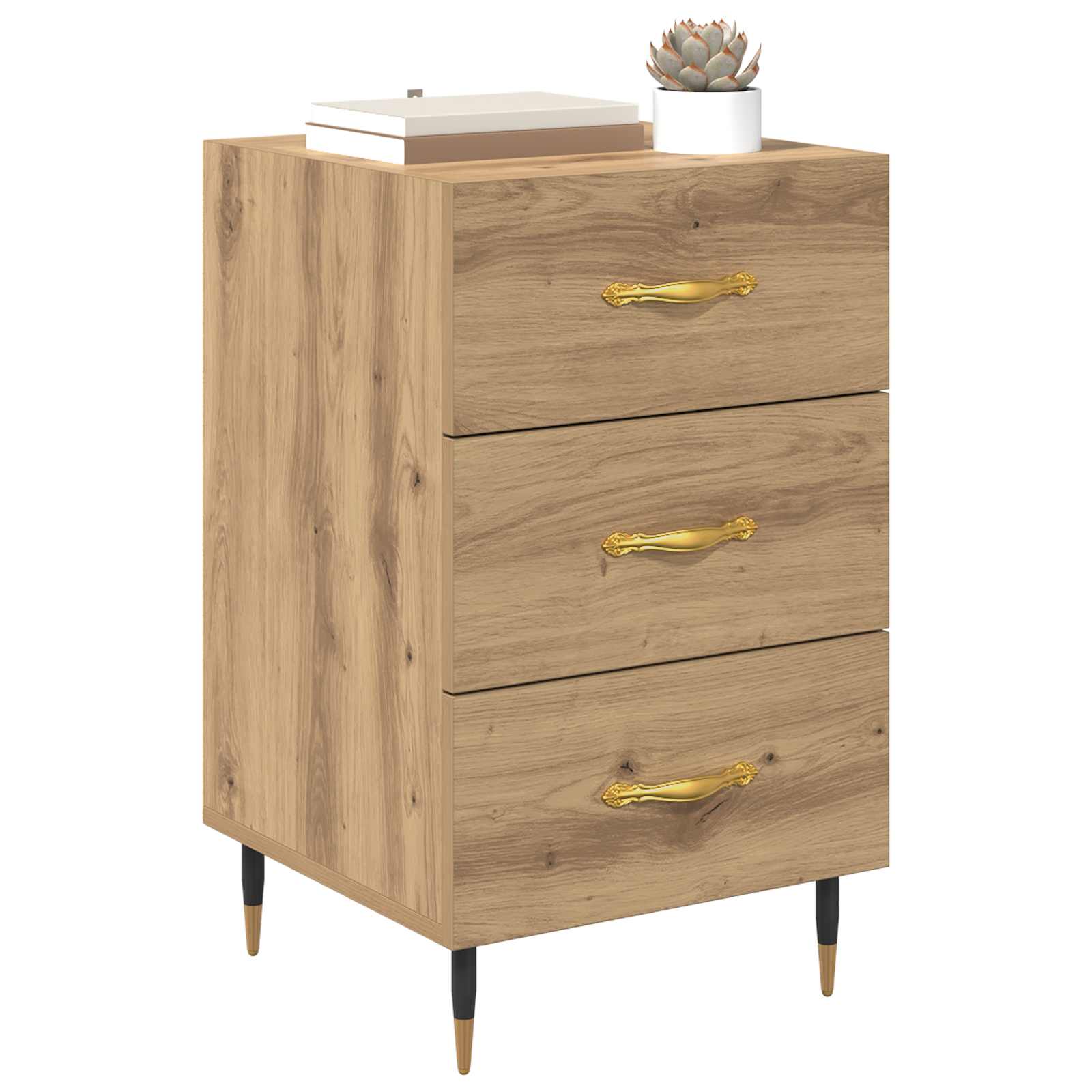 Cabinet de chevet avec tiroir Chêne artisanal 40 x 40 x 66 cm - XIOS