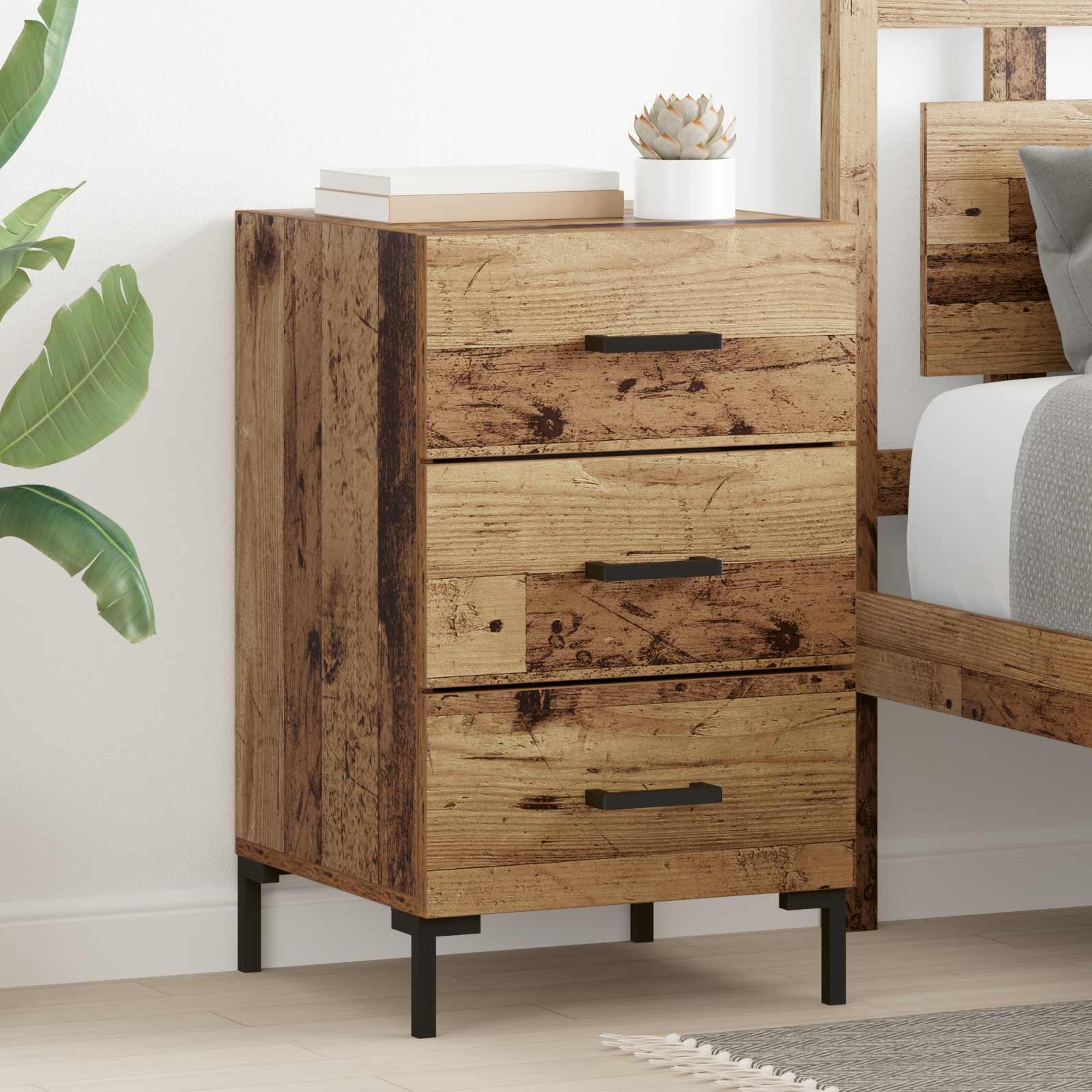 Cabinet de chevet Bois ancien 40 x 40 x 66 cm Bois d'ingénierie - XIOS