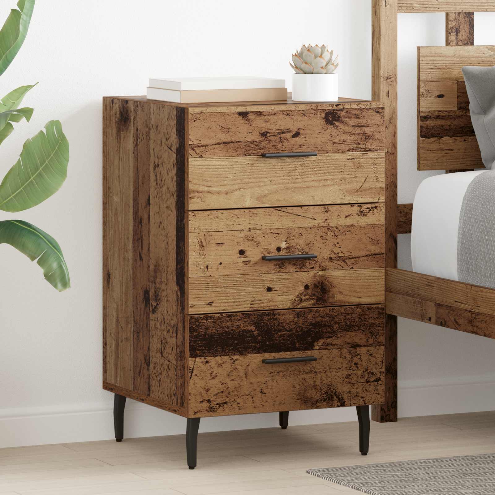 Cabinet de chevet Bois ancien 40 x 40 x 66 cm Bois d'ingénierie - XIOS
