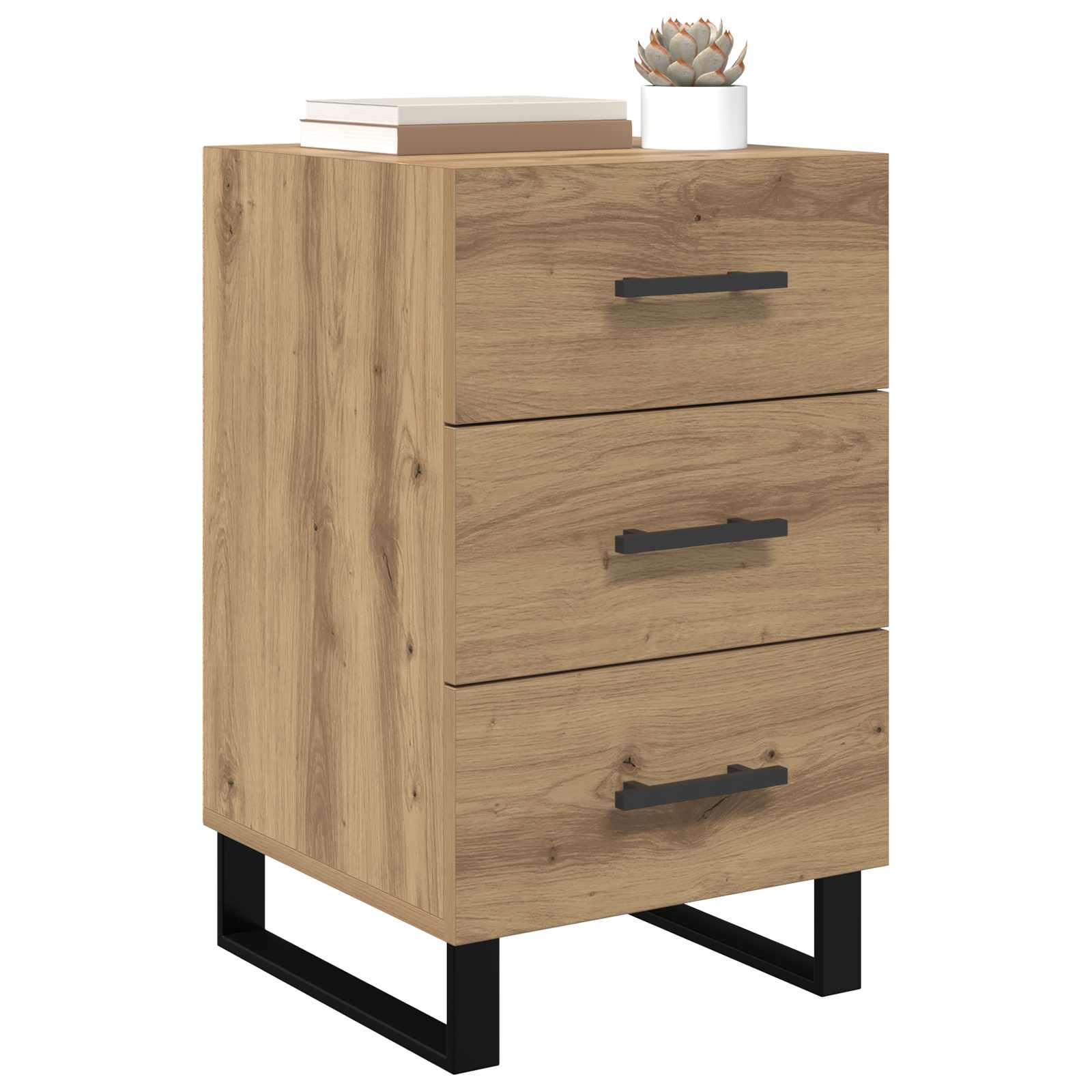 Cabinet de chevet avec tiroir Chêne artisanal 40 x 40 x 66 cm - XIOS