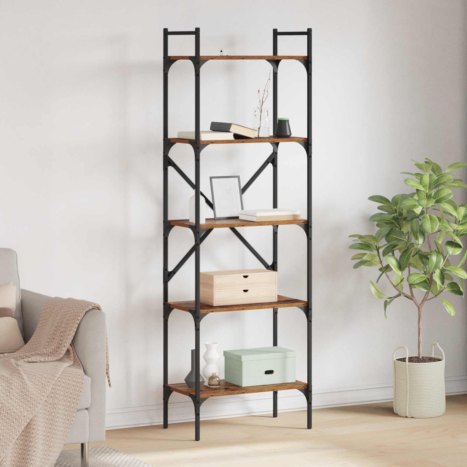Bibliothèque Bois Ancien 56 x 32 x 174 cm Bois d'ingénierie - XIOS
