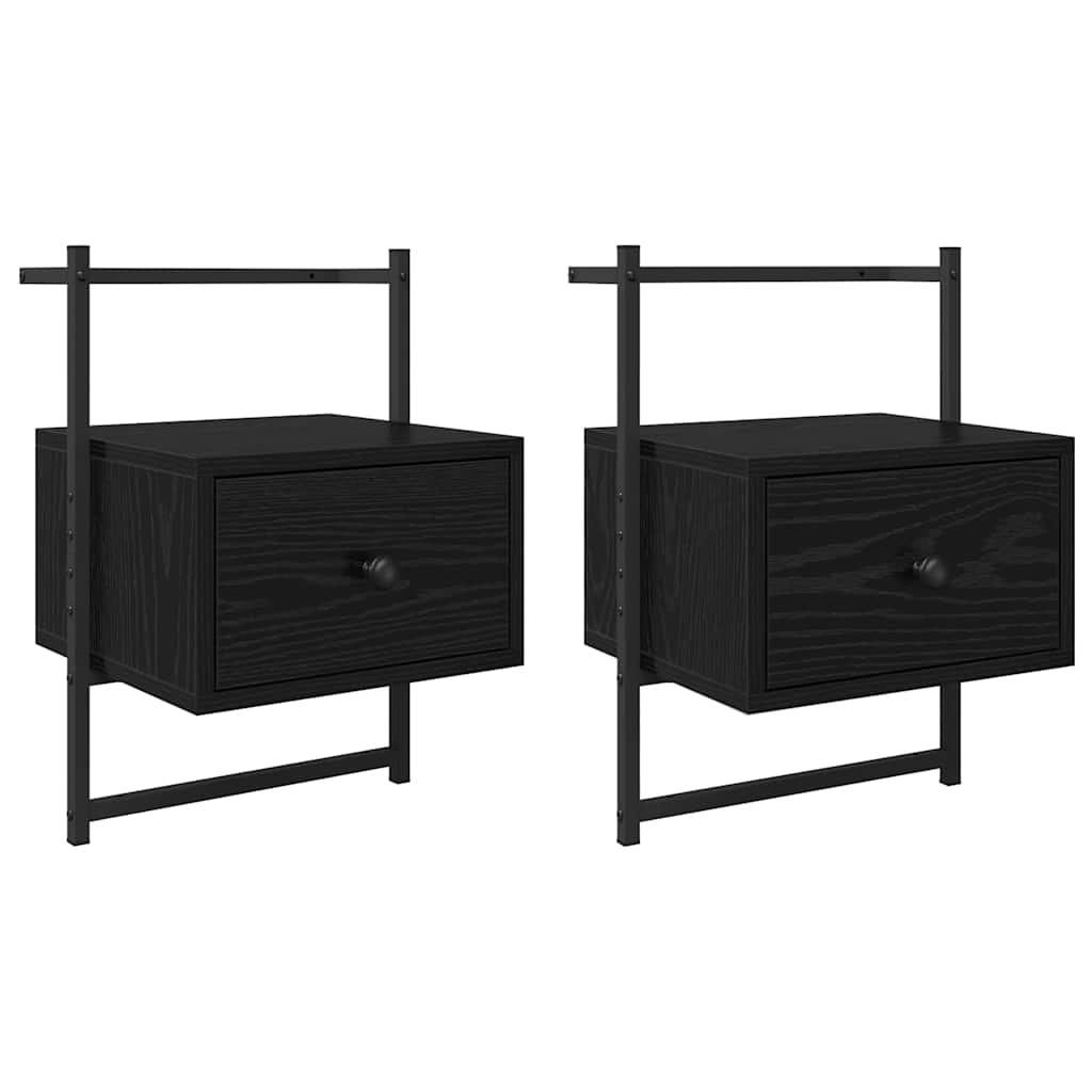 Cabinet de chevet avec tiroir 2 pcs Chêne noir 35 x 30 x 51 cm - XIOS