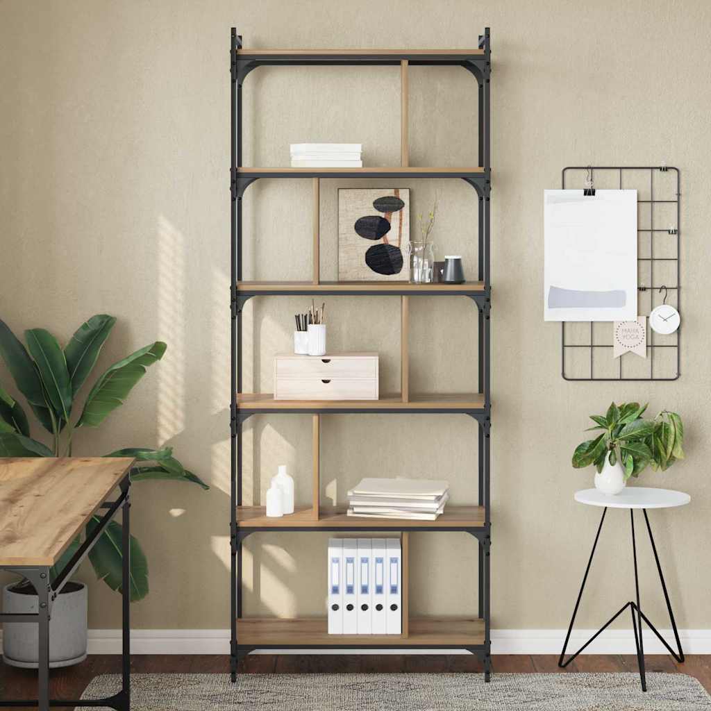 Bibliothèque chêne artisanal 76 x 32 x 192 cm Bois d'ingénierie - XIOS
