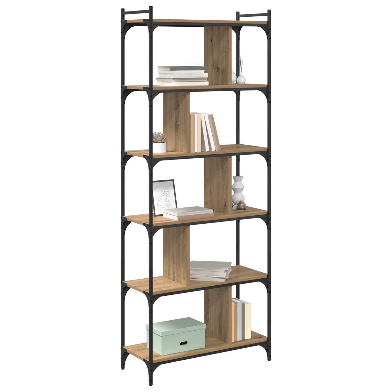 Bibliothèque chêne artisanal 76 x 32 x 192 cm Bois d'ingénierie - XIOS