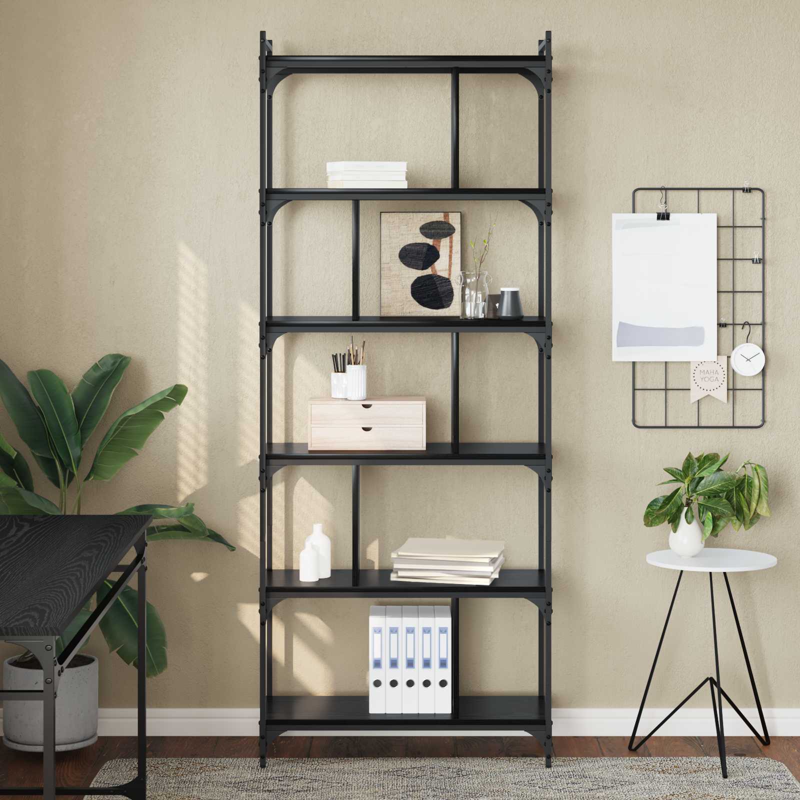 Bibliothèque Chêne noir 76 x 32 x 192 cm Bois d'ingénierie - XIOS