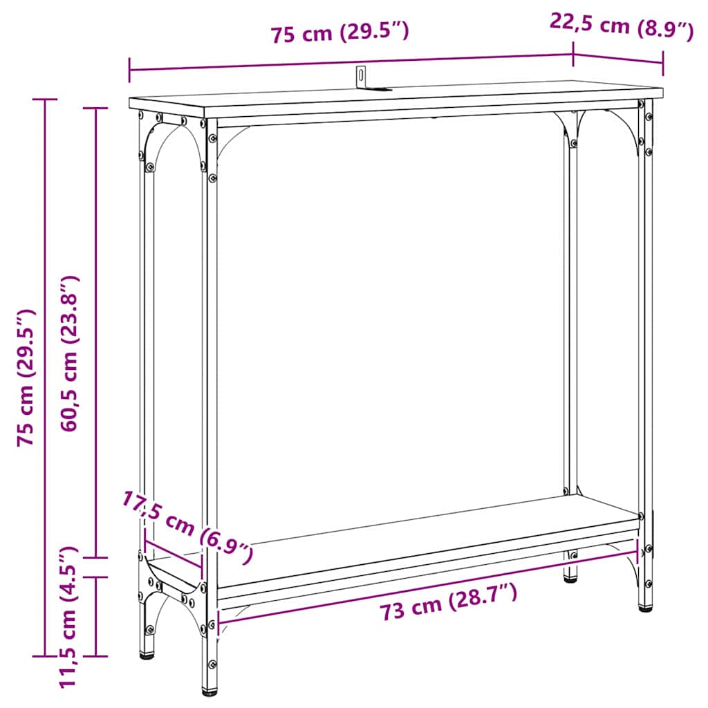 Table console Bois Ancien 75 x 22,5 x 75 cm Bois d'ingénierie - XIOS