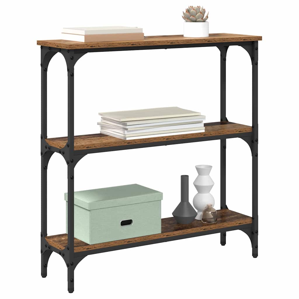 Table console avec étagère Bois ancien 75 x 22.5 x 75 cm - XIOS