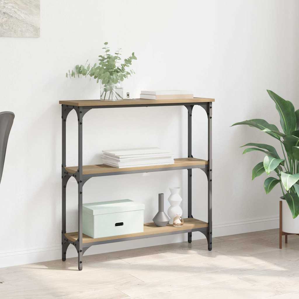 Table console avec étagère chêne artisanal 75 x 22.5 x 75 cm - XIOS