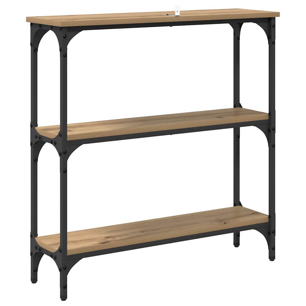 Table console avec étagère chêne artisanal 75 x 22.5 x 75 cm - XIOS