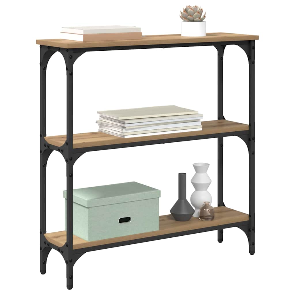 Table console avec étagère chêne artisanal 75 x 22.5 x 75 cm - XIOS