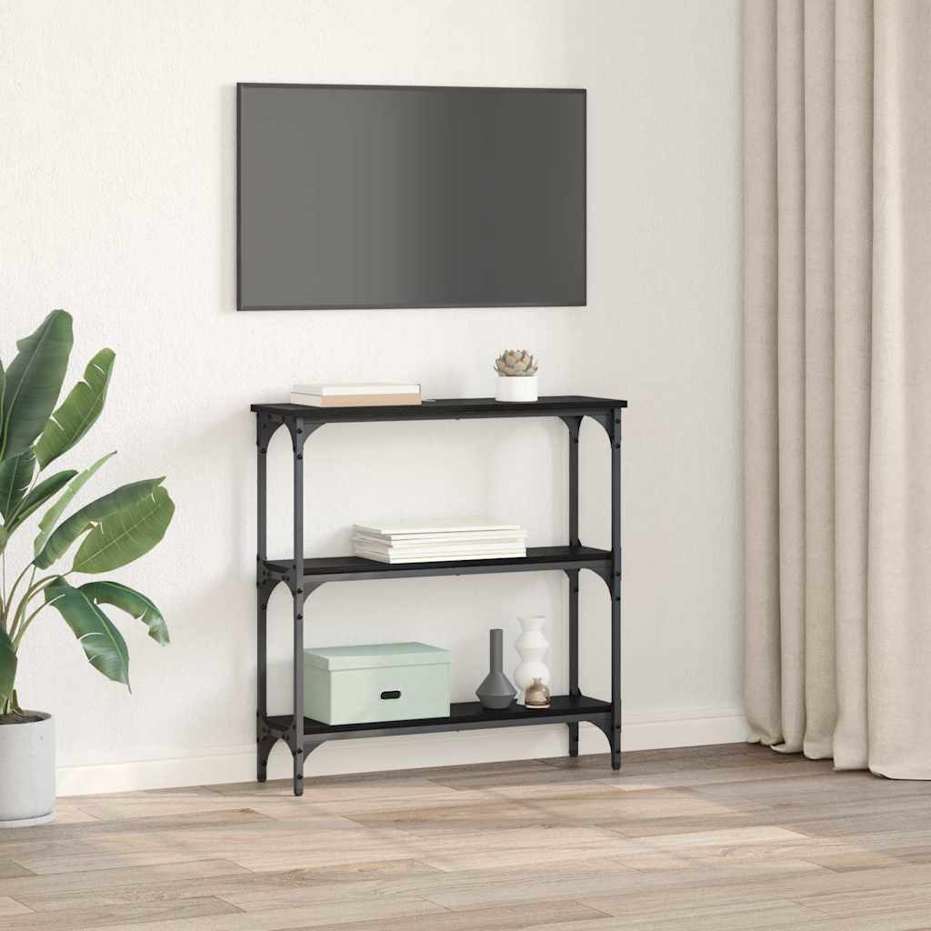 Table console avec étagère Chêne noir 75 x 22.5 x 75 cm - XIOS