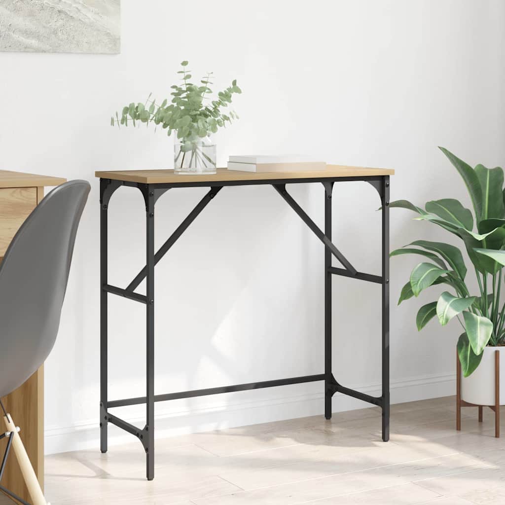 Table console chêne artisanal 75 x 32 x 75 cm Bois d'ingénierie - XIOS
