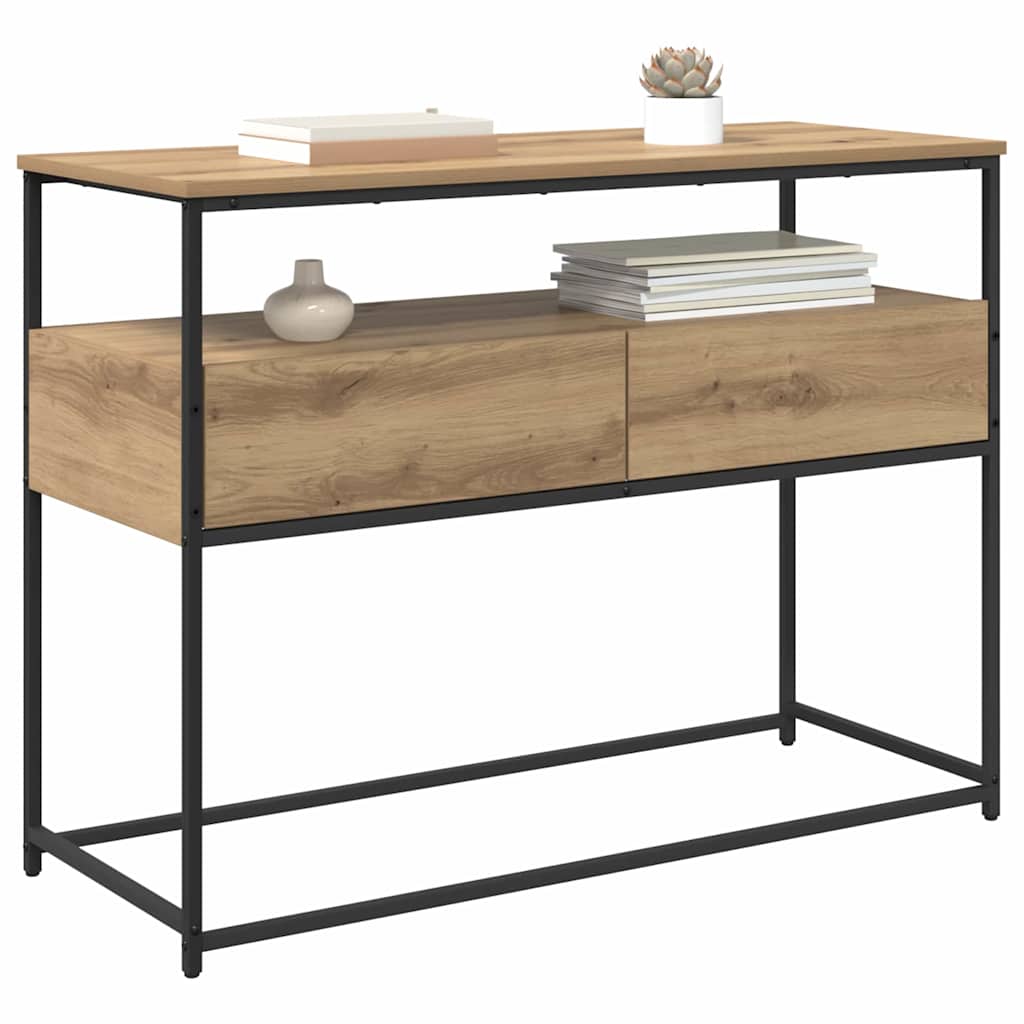 Table console avec tiroir Chêne artisanal 100 x 40 x 75 cm - XIOS