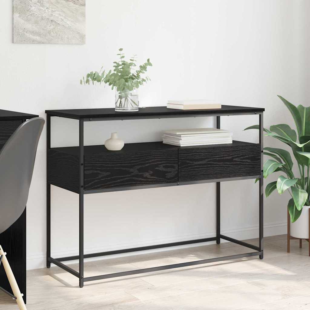 Table console avec tiroir Chêne noir 100 x 40 x 75 cm - XIOS