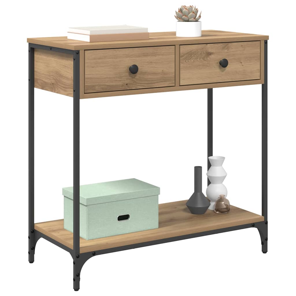 Table console avec tiroir Chêne artisanal 75 x 34,5 x 75 cm - XIOS