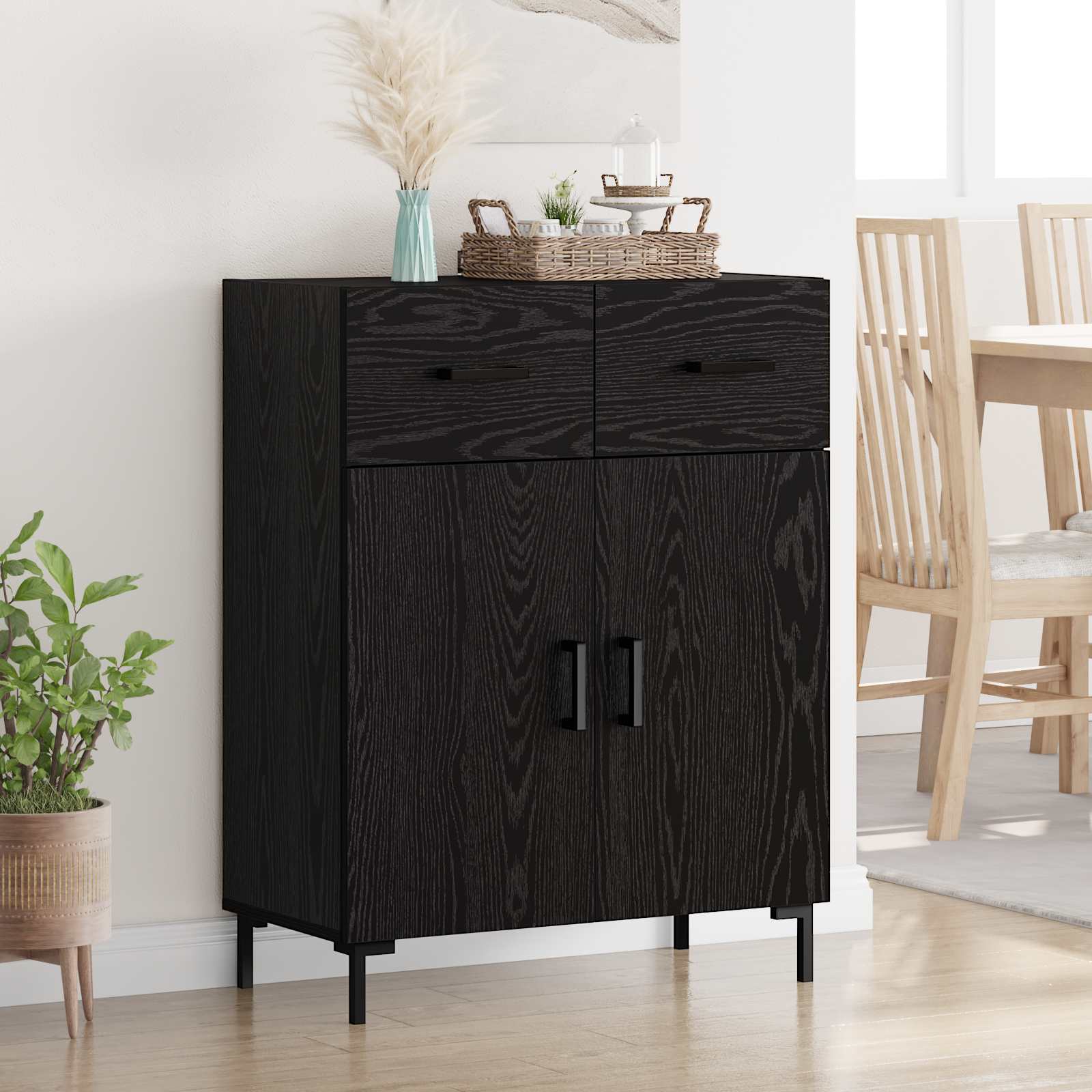 Buffet Chêne noir 69,5 x 34 x 90 cm Bois d'ingénierie - XIOS