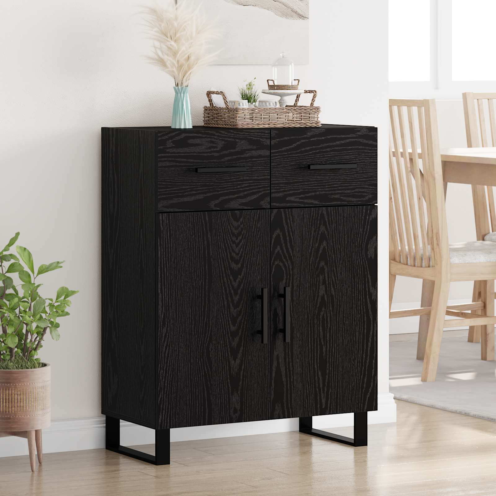 Buffet Chêne noir 69,5 x 34 x 90 cm Bois d'ingénierie - XIOS