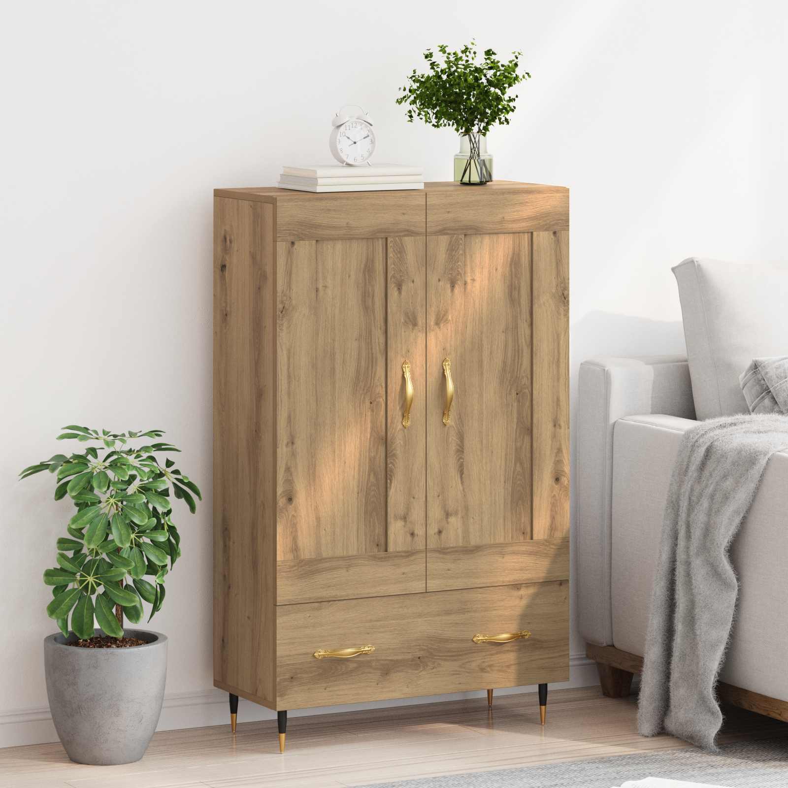 Haut Armoire avec tiroir Chêne artisanal 69,5 x 31 x 115 cm - XIOS