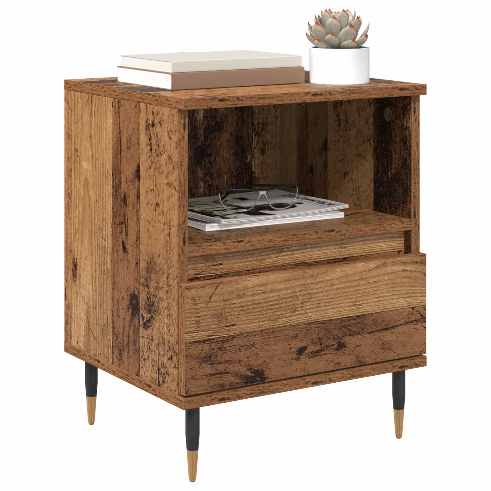 Cabinet de chevet avec tiroir 2 pcs Bois ancien 40 x 35 x 50 cm - XIOS