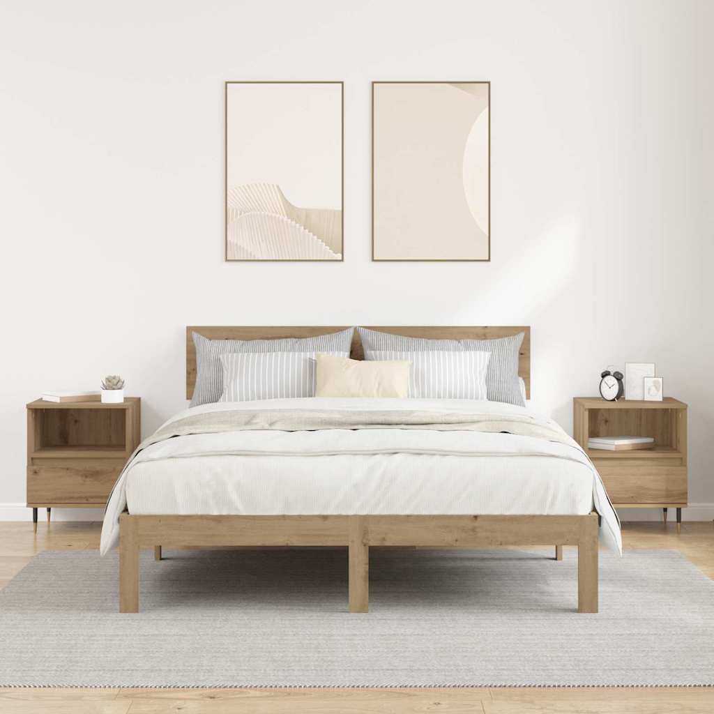 Cabinet de chevet 2 pcs chêne artisanal 40 x 35 x 50 cm - XIOS