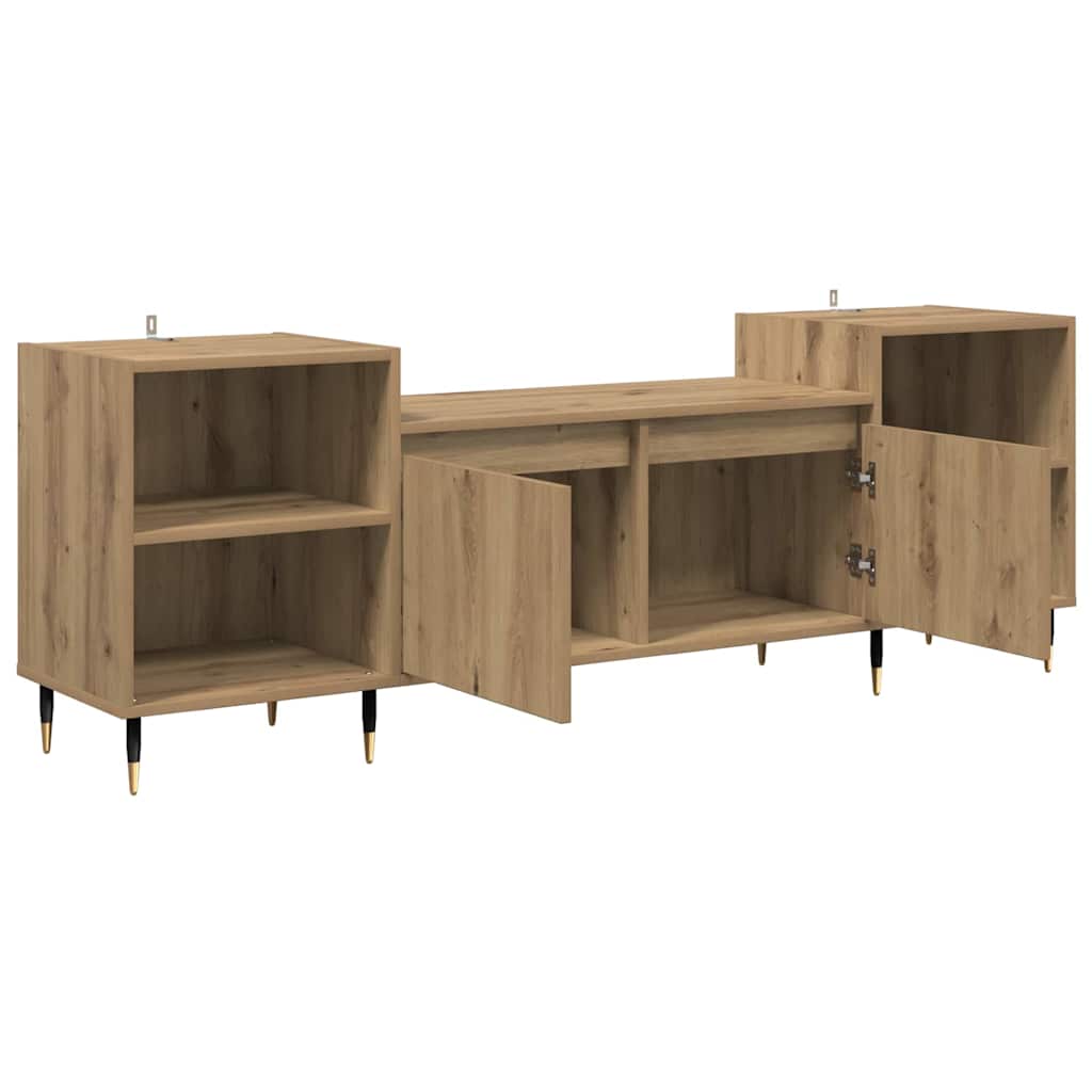 Meuble TV Chêne artisanal 160 x 35 x 55 cm Bois d'ingénierie - XIOS