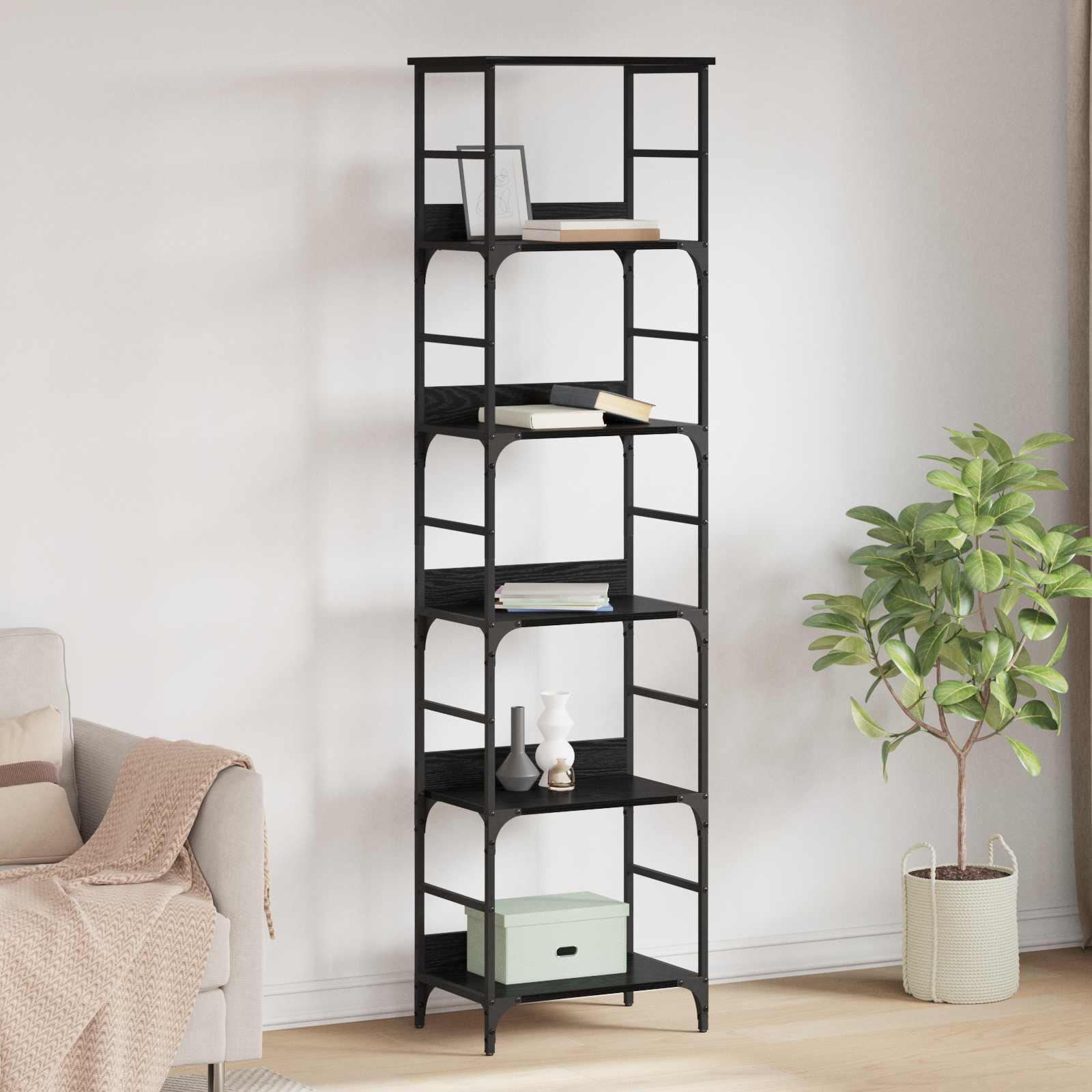 Étagère Chêne noir 50 x 33 x 188,5 cm Bois d'ingénierie - XIOS