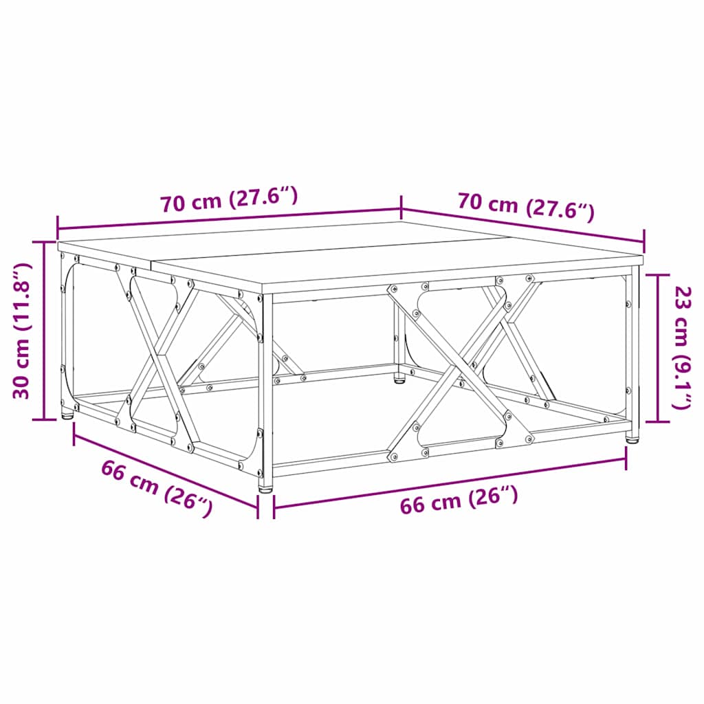 Table basse chêne artisanal 70 x 70 x 30 cm Bois d'ingénierie - XIOS