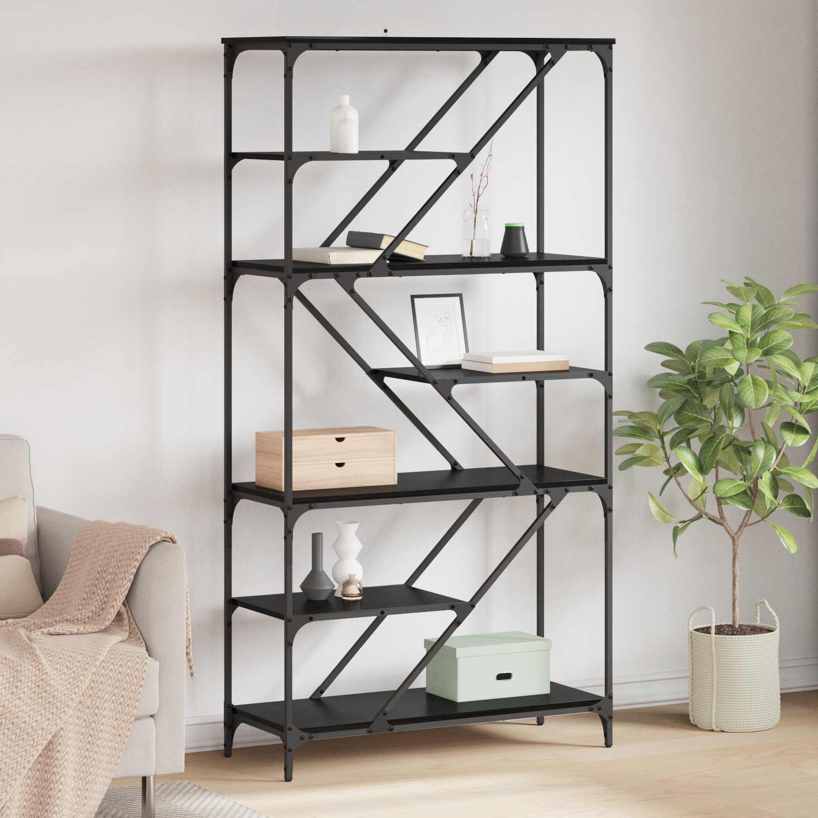 Étagère Chêne noir 91 x 36 x 176 cm Bois d'ingénierie - XIOS