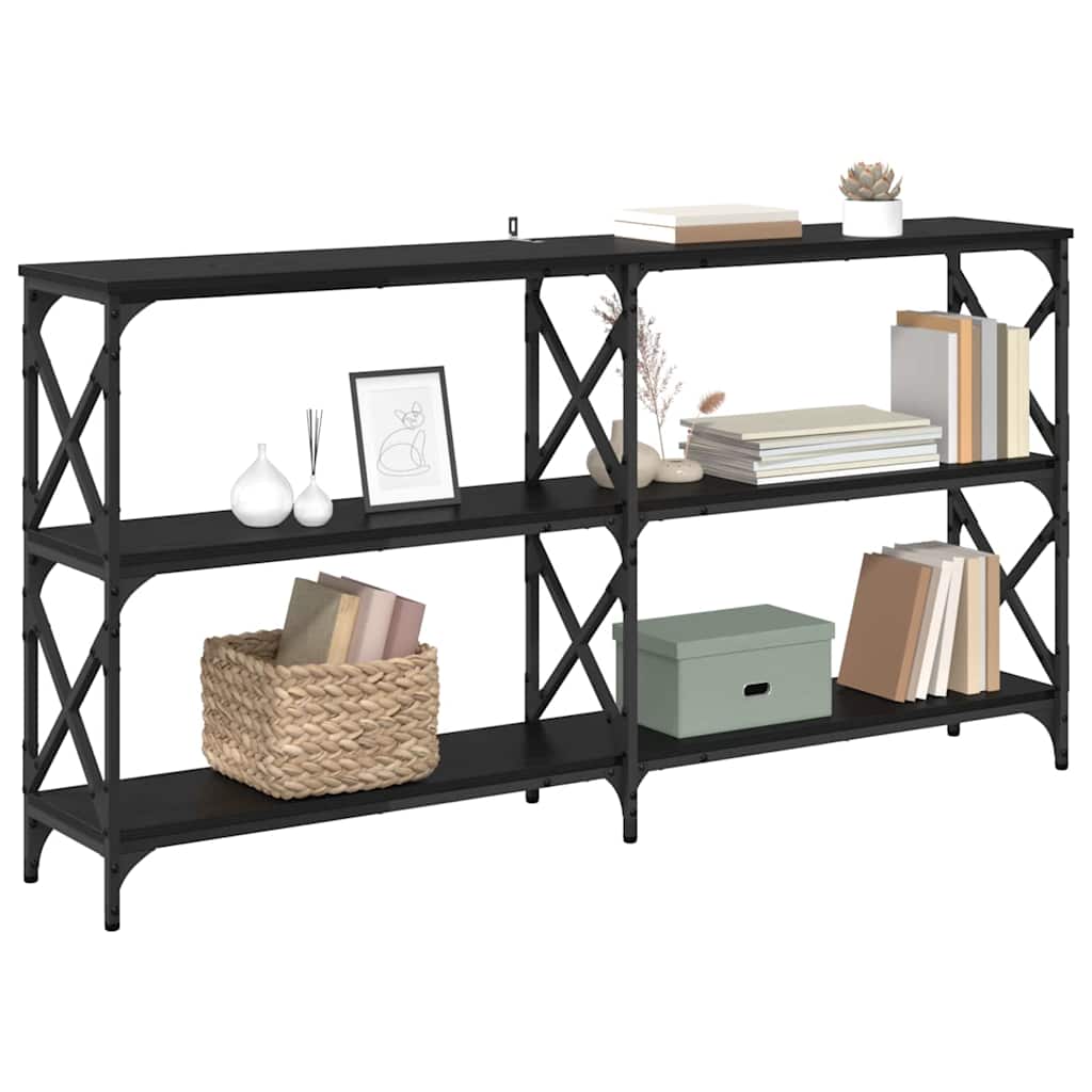 Table console Chêne noir 156 x 28 x 80,5 cm Bois d'ingénierie - XIOS