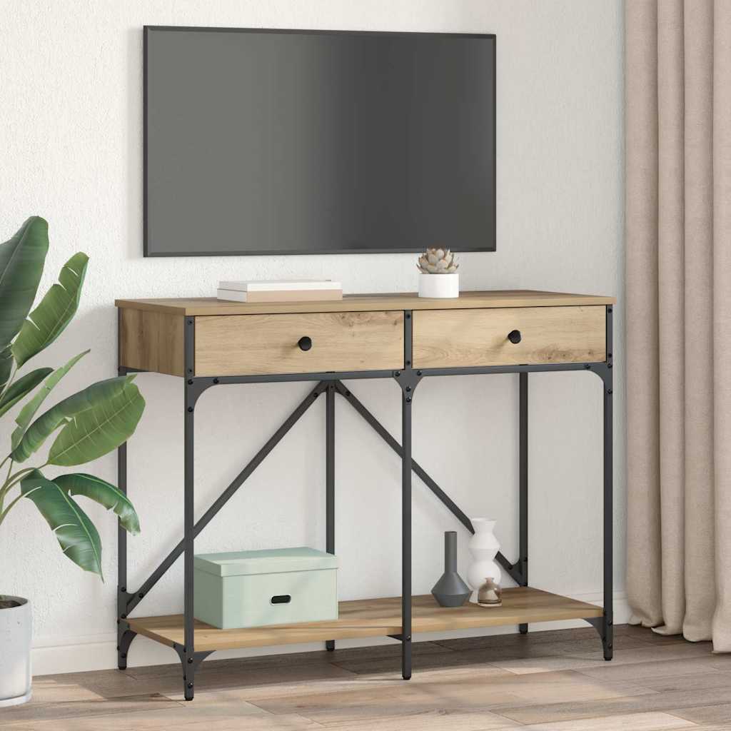 Table console avec tiroir Chêne artisanal 100 x 39 x 78,5 cm - XIOS