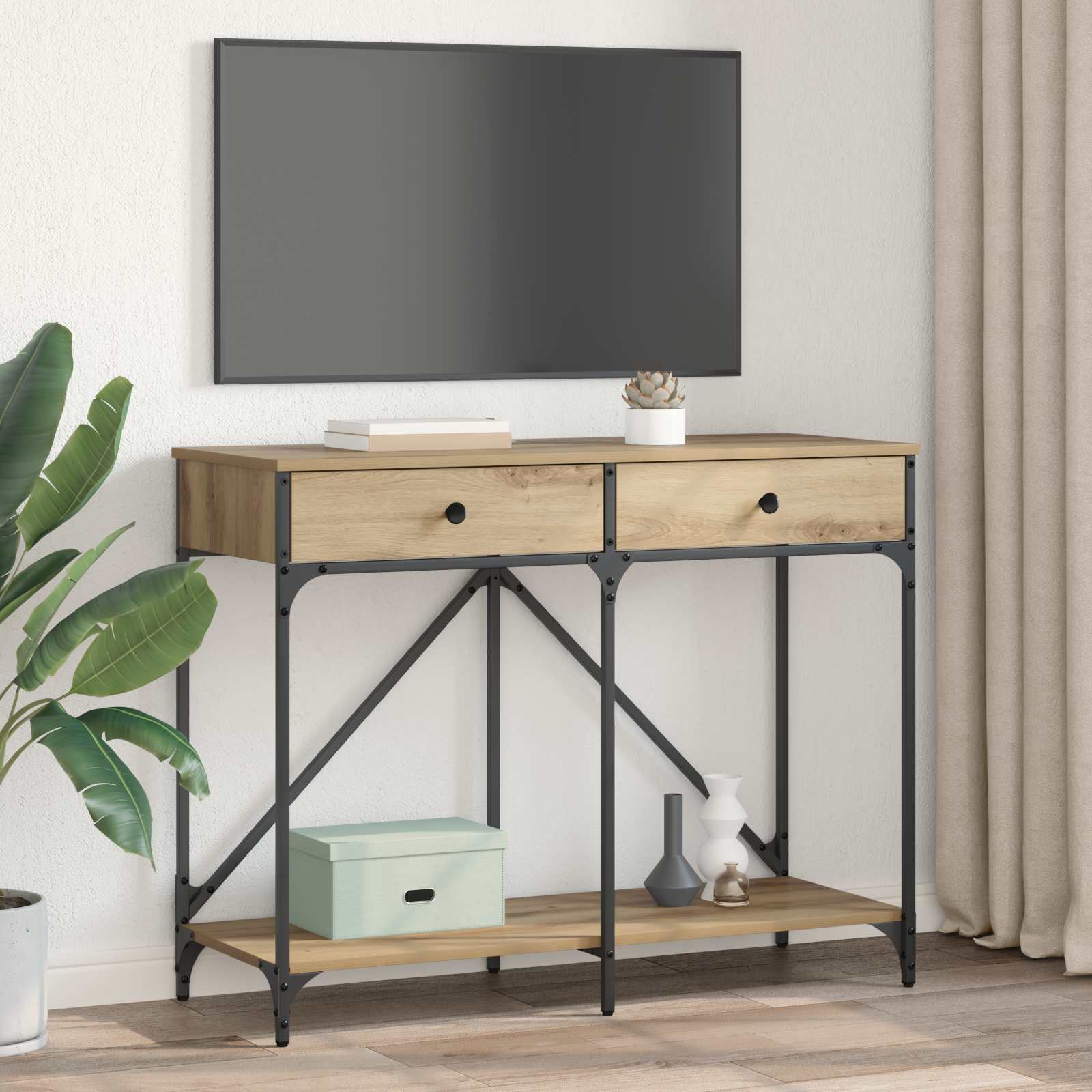 Table console Chêne artisanal 100 x 39 x 78,5 cm - XIOS