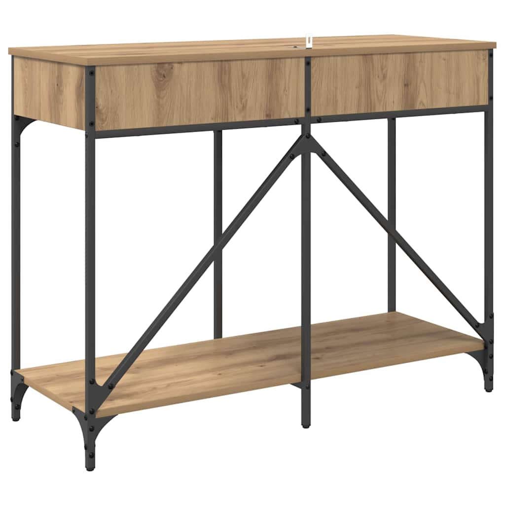 Table console avec tiroir Chêne artisanal 100 x 39 x 78,5 cm - XIOS