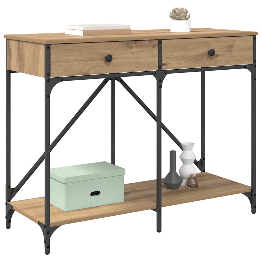 Table console avec tiroir Chêne artisanal 100 x 39 x 78,5 cm - XIOS