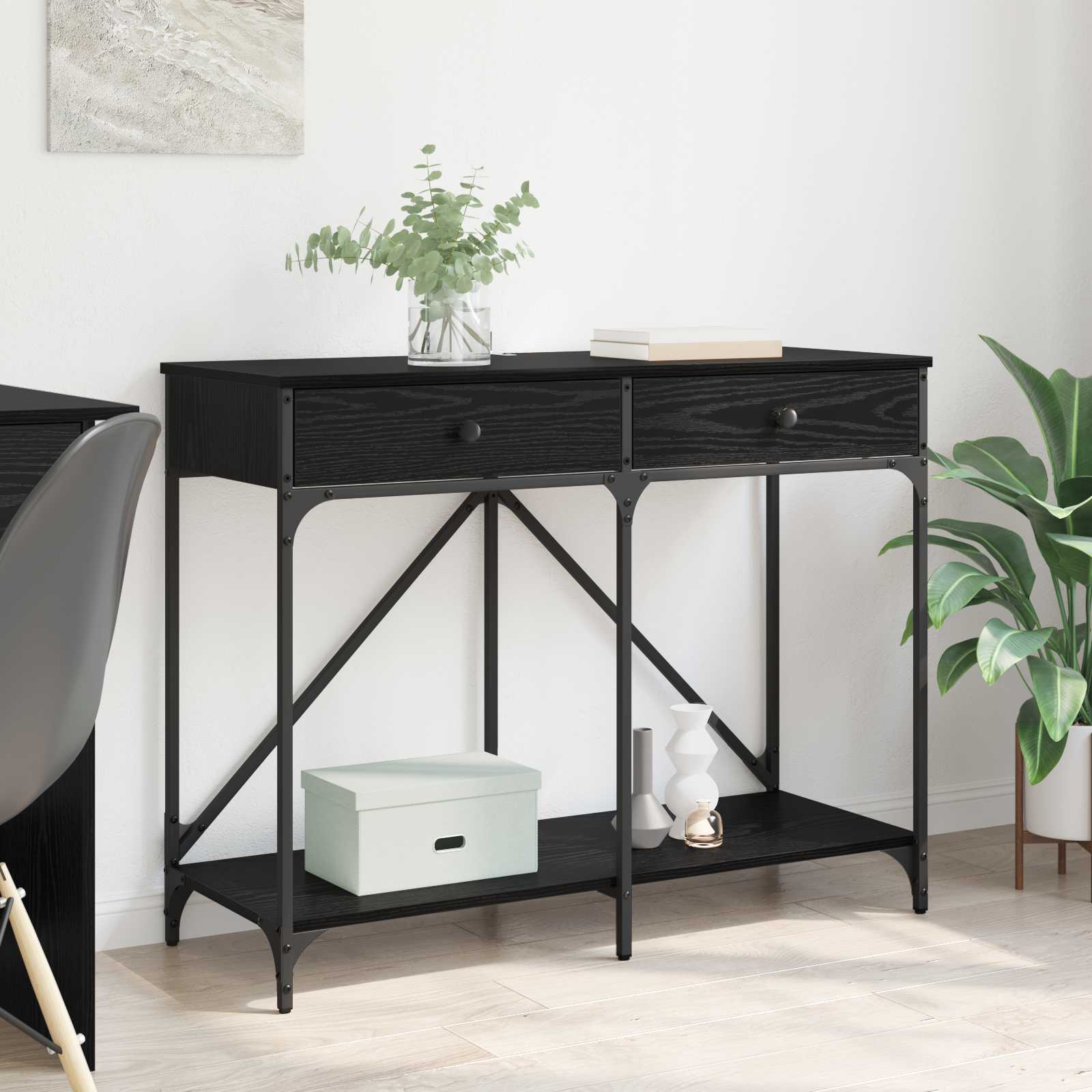 Table console Chêne noir 100 x 39 x 78,5 cm Bois d'ingénierie - XIOS
