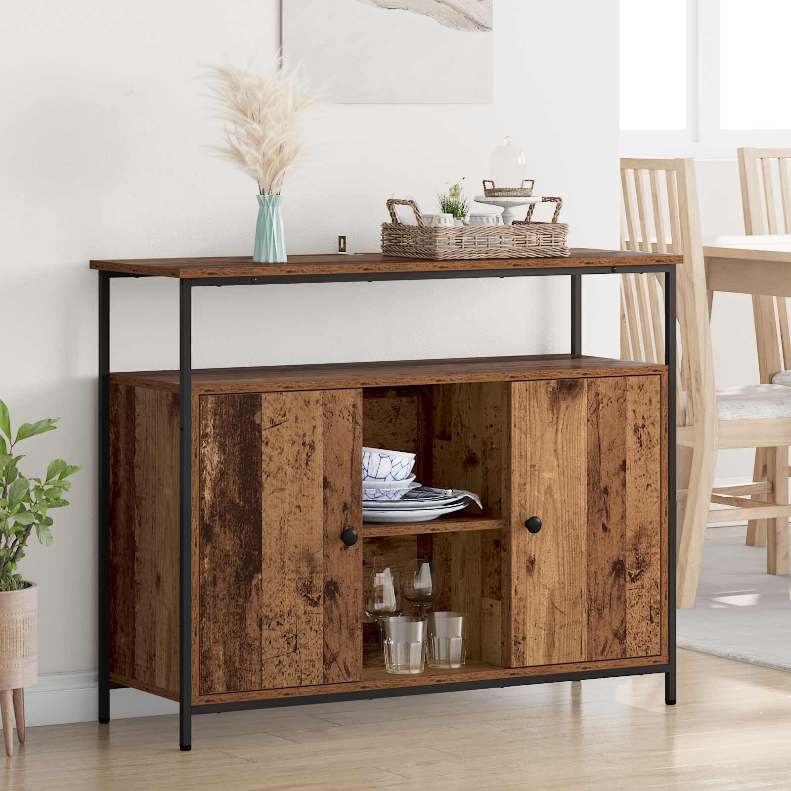 Buffet Bois Ancien 100 x 35 x 80 cm Bois d'ingénierie - XIOS