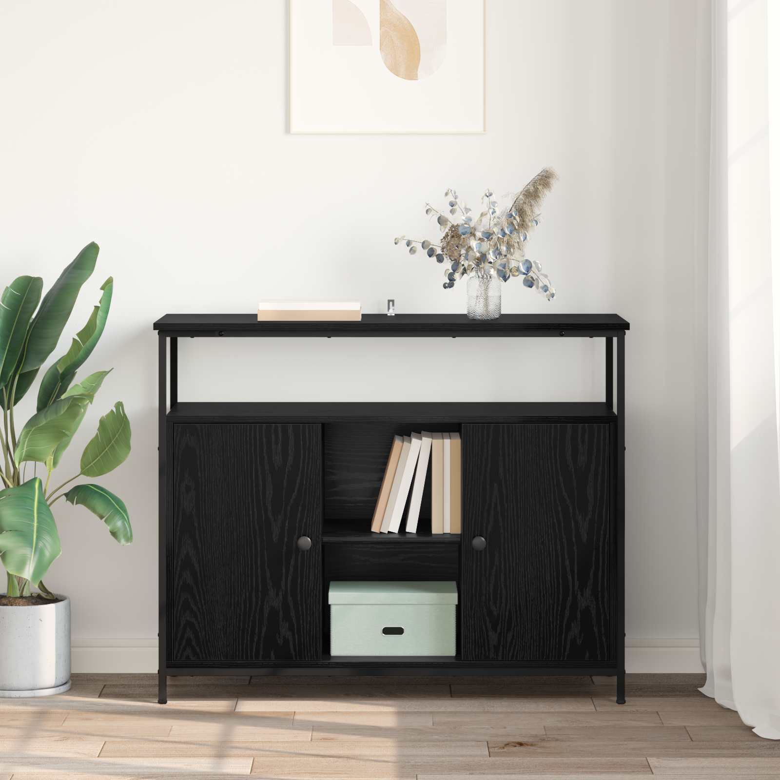 Buffet Chêne noir 100 x 35 x 80 cm Bois d'ingénierie - XIOS