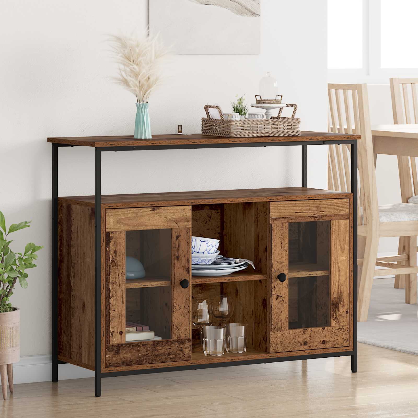 Buffet Bois Ancien 100 x 35 x 80 cm Bois d'ingénierie - XIOS