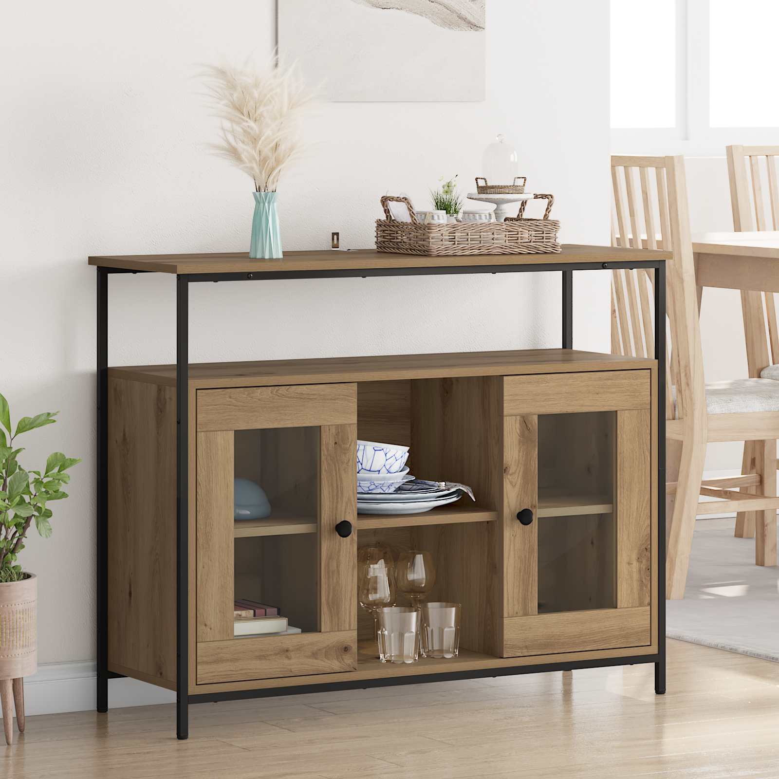 Buffet Chêne artisanal 100 x 35 x 80 cm Bois d'ingénierie - XIOS