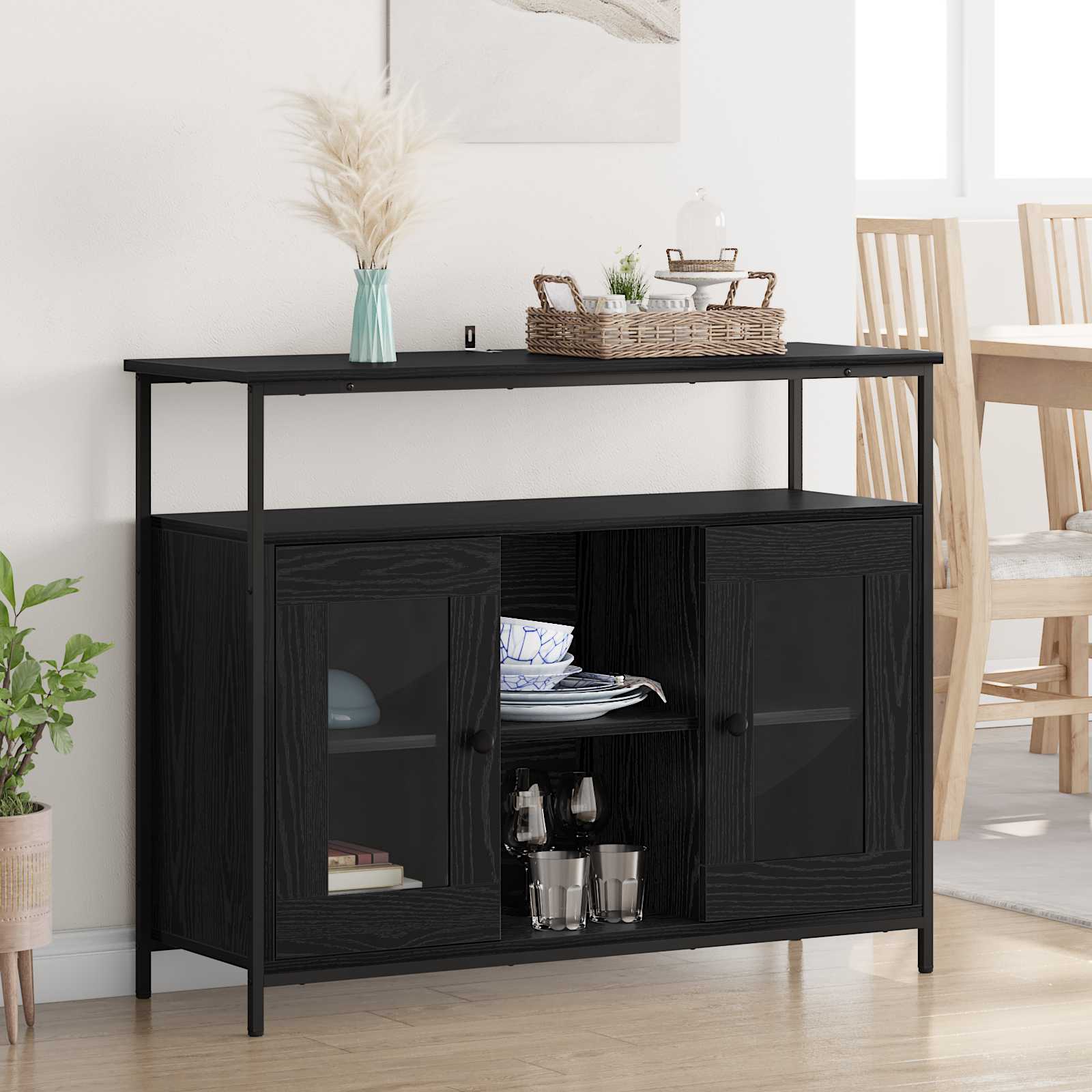 Buffet Chêne noir 100 x 35 x 80 cm Bois d'ingénierie - XIOS