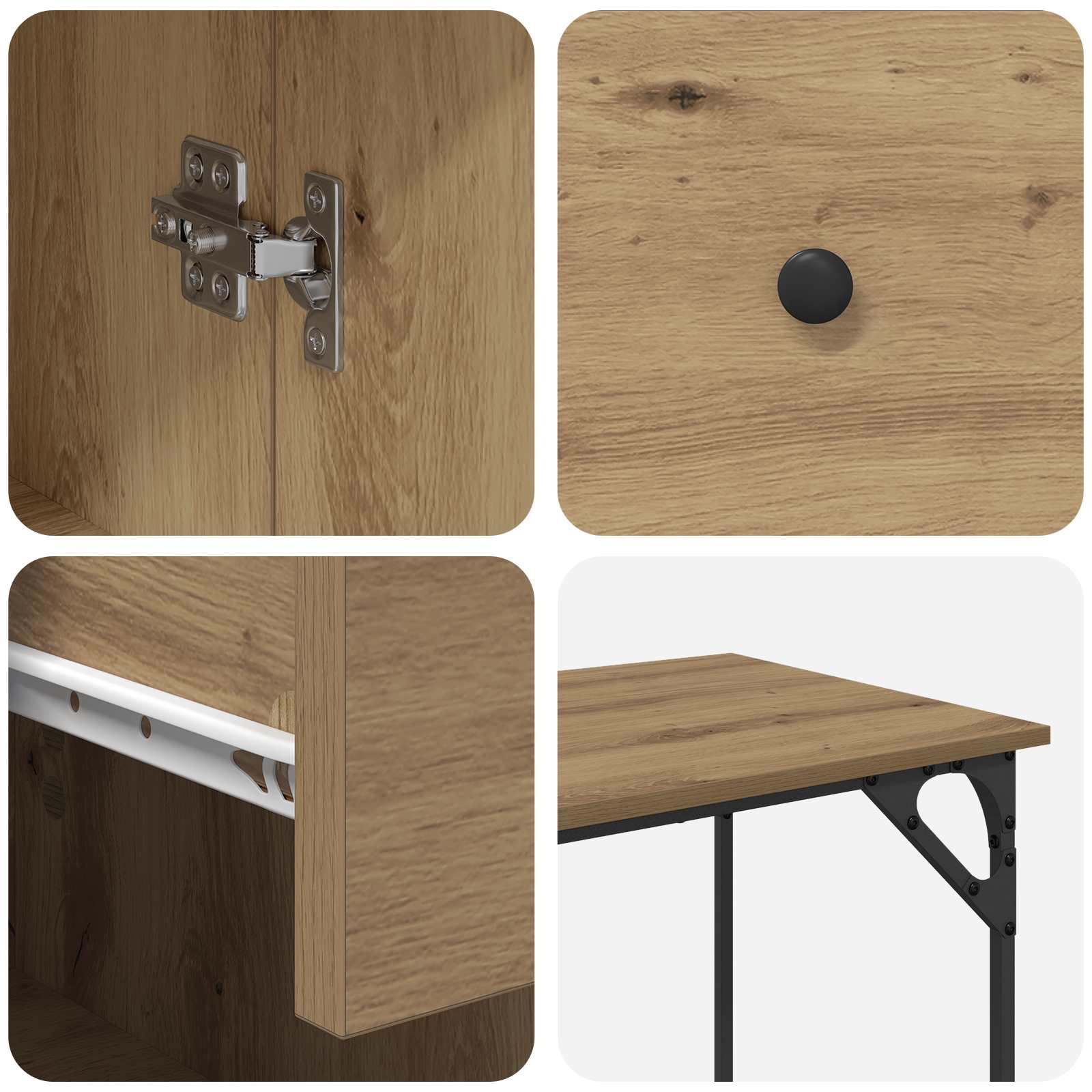 Bureau d'ordinateur Chêne artisanal 131 x 48 x 75 cm