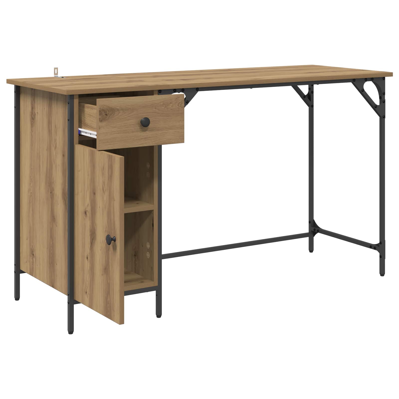 Bureau d'ordinateur Chêne artisanal 131 x 48 x 75 cm - XIOS