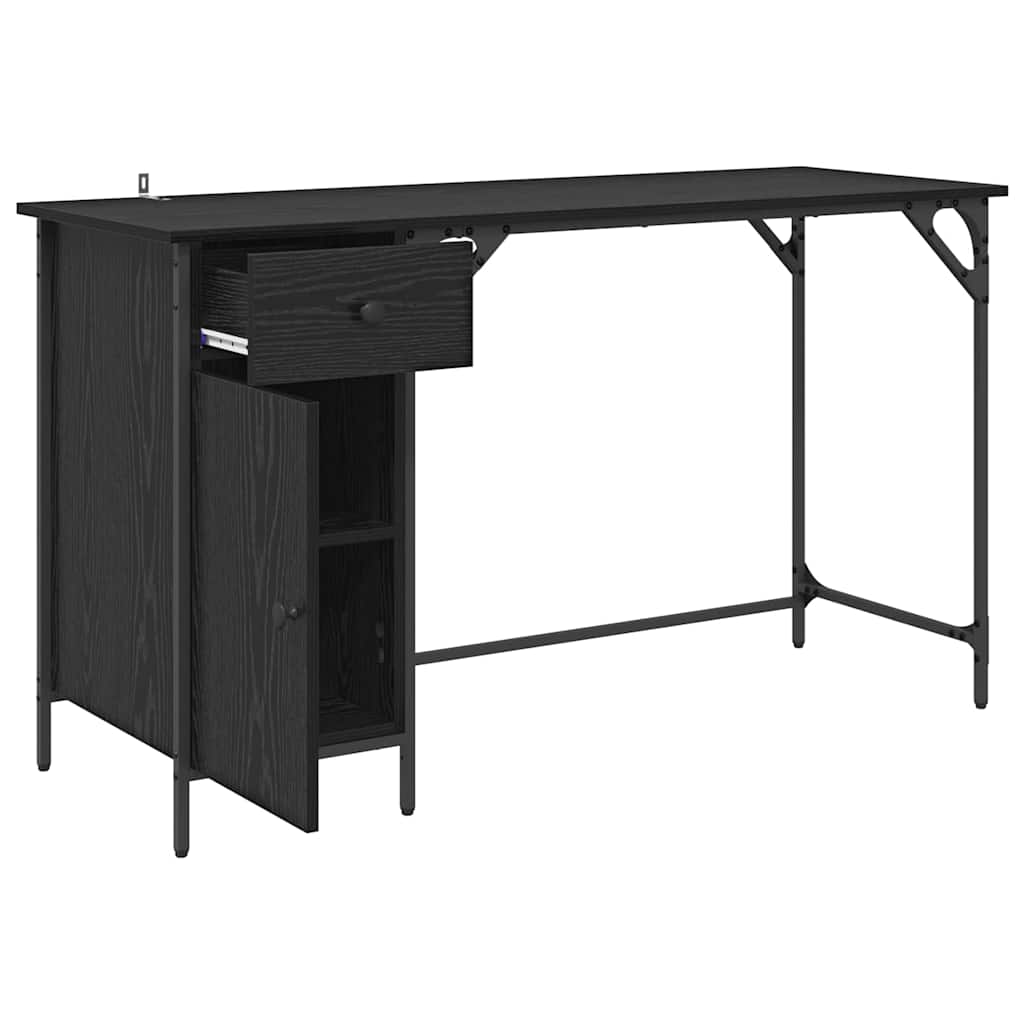 Bureau d'ordinateur avec tiroir Chêne noir 131 x 48 x 75 cm