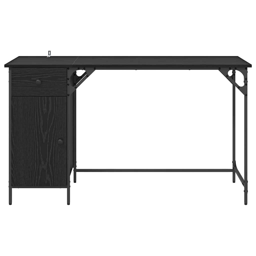Bureau d'ordinateur avec tiroir Chêne noir 131 x 48 x 75 cm