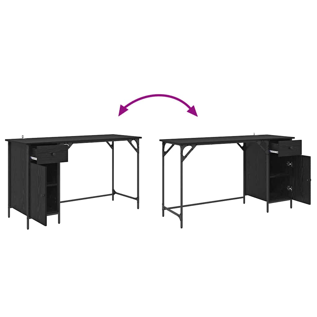 Bureau d'ordinateur avec tiroir Chêne noir 131 x 48 x 75 cm