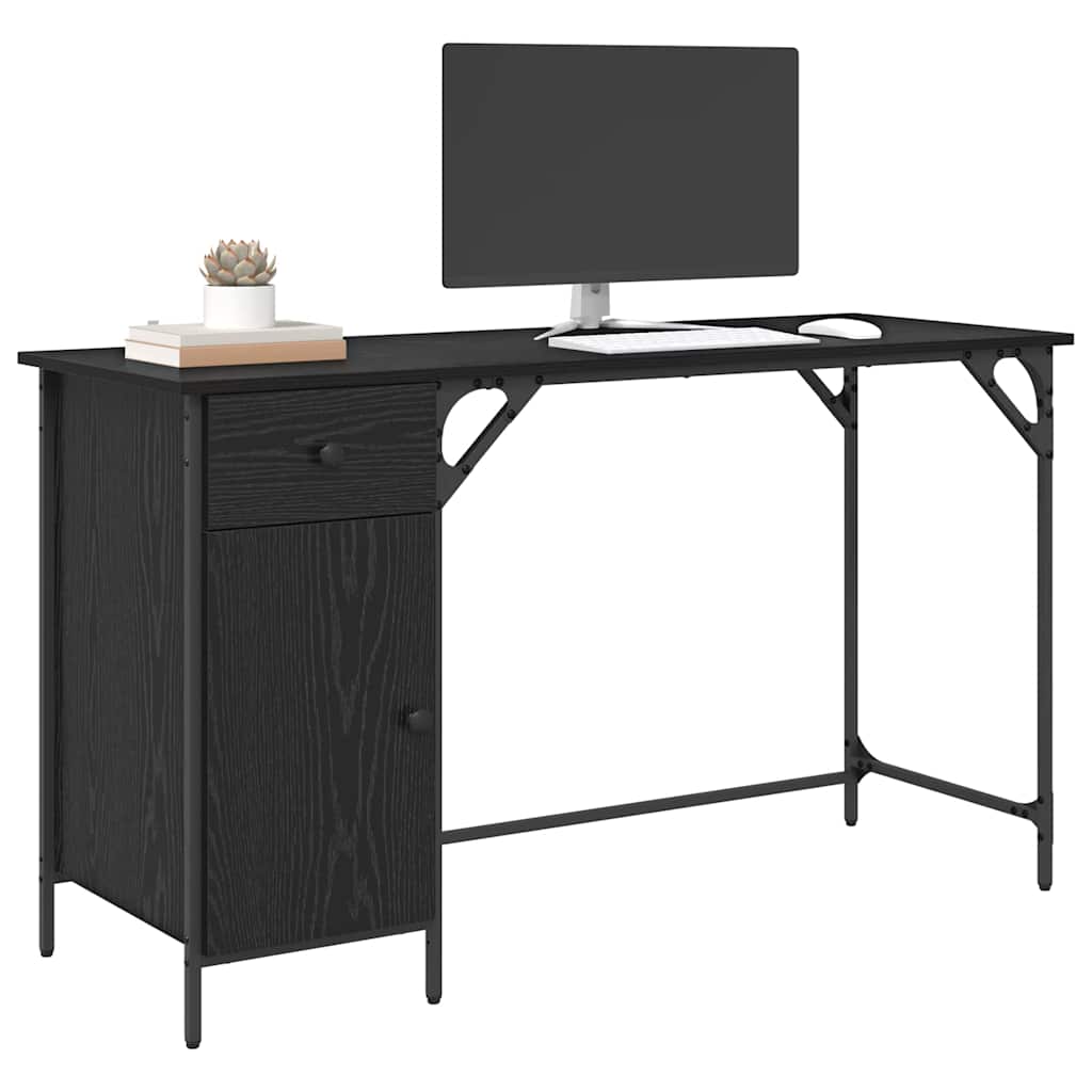 Bureau d'ordinateur avec tiroir Chêne noir 131 x 48 x 75 cm