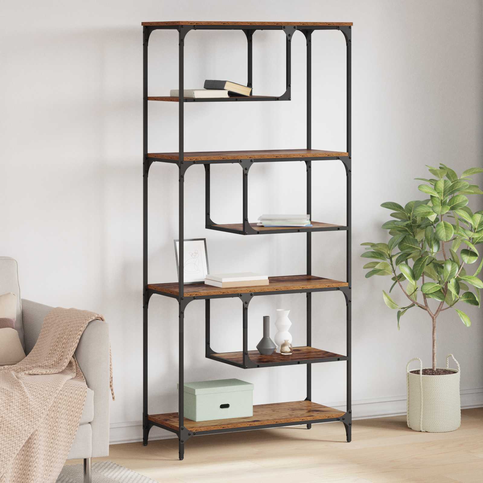 Bibliothèque Bois ancien 81 x 36 x 176 cm Bois d'ingénierie - XIOS